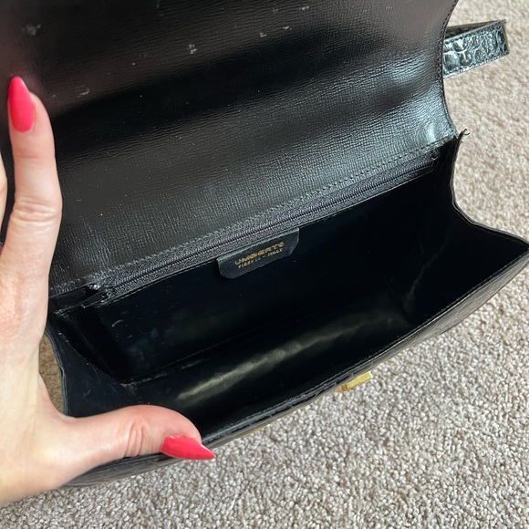 Vintage Umberto H Gold Black Patent Croc Leather Crossbody Shoulder Constance - Picture 8 of 11